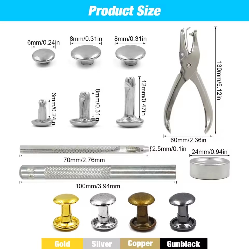 Metal Double Cap Rivets Stud R - огляд і ціна Rivet Setter Tool